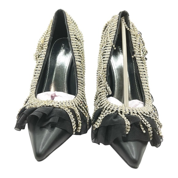 Azalea Wang Shoes Dazzling Black And Silver Embellished Heels — free download